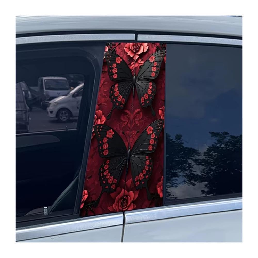 Bertdcx One Color Safflower Butterfly Car B Pillar Sticker Waterproof And Scratch Resistant Protective Film Auto Parts