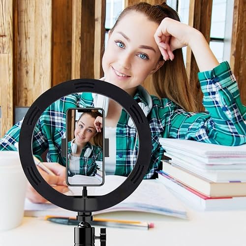 Miniatura 4 de Anillo brillante para selfie con luz tricolor compatible con tu Karbonn Aura Sleek Plus de 10 pulgadas con control remoto para transmisión en