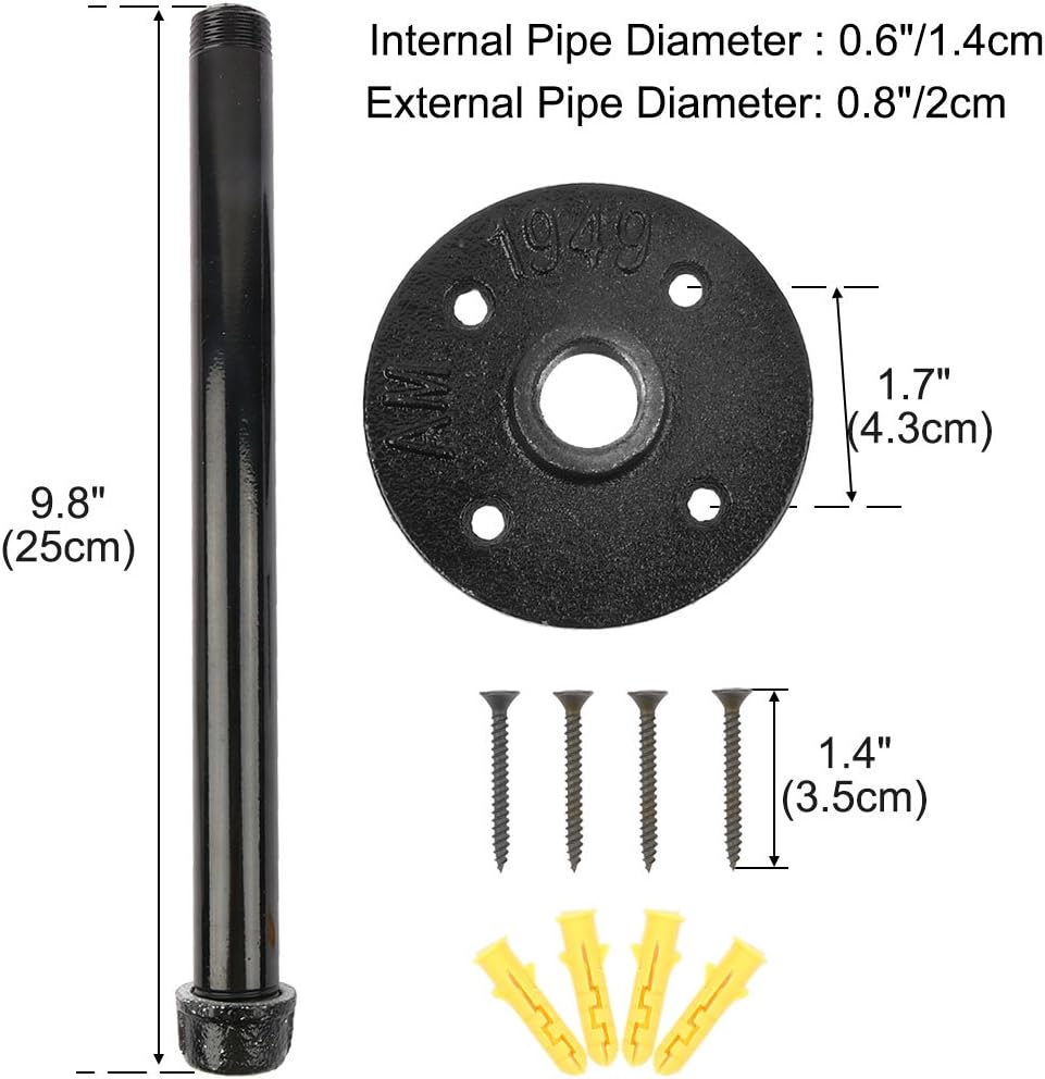 2pcs 10 Inch Industrial Pipe Shelf Bracket Wall Mounted Floating Shelves DIY Storage Holder (id: e6f 3e9 e02 424 e8c