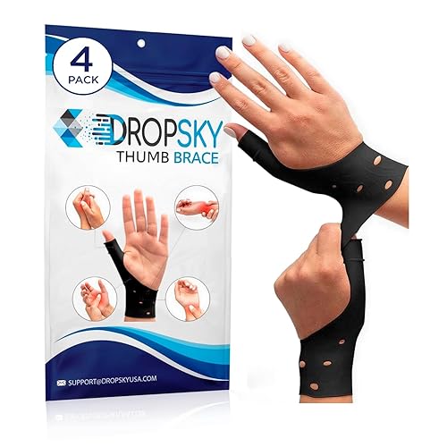 DropSky 4 piezas Soportes de muñeca de gel suave e impermeable alivio del dolor túnel carpiano artritis pulgar se adapta a ambas manos ligero goma