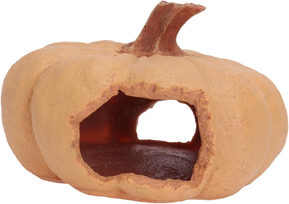 Sosoport 1pc Pumpkin Reptile House Hideout for Lizards Snakes Turtles Landscape Accessory for Aquariums Terrariums Non-Fading Design