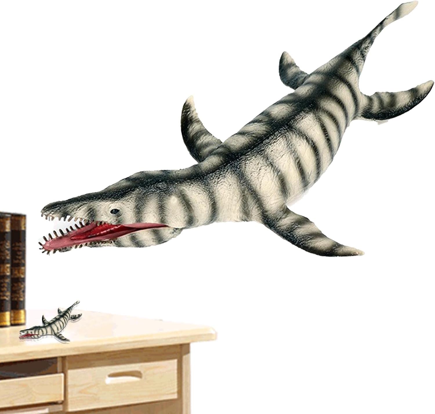 2 Pcs Juguetes Campamento Cretácico - Modelo de dinosaurio Mosasaurus con mandíbula móvil - Juguetes de dinosaurios de agua para decoración de tartas, colección de juguetes, regalo de cumpleaños Yidin