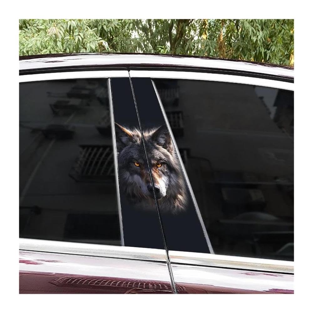 Body Parts 2pcs Animal Style Wolf Head Car B-Pillar Sticker Covering Scratched Car Center Pillar Sticker DIY(B)