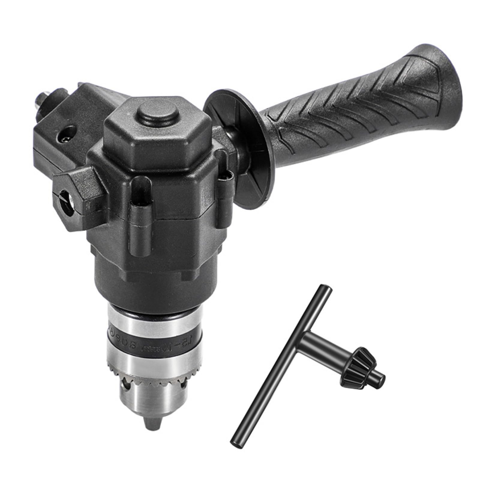 SEIWEI 90 Degree Cordless Right Angle Adapter Router Bit Extension Drilling Tool with Double Sides Mounting Screws Hole and Key for Compact Area