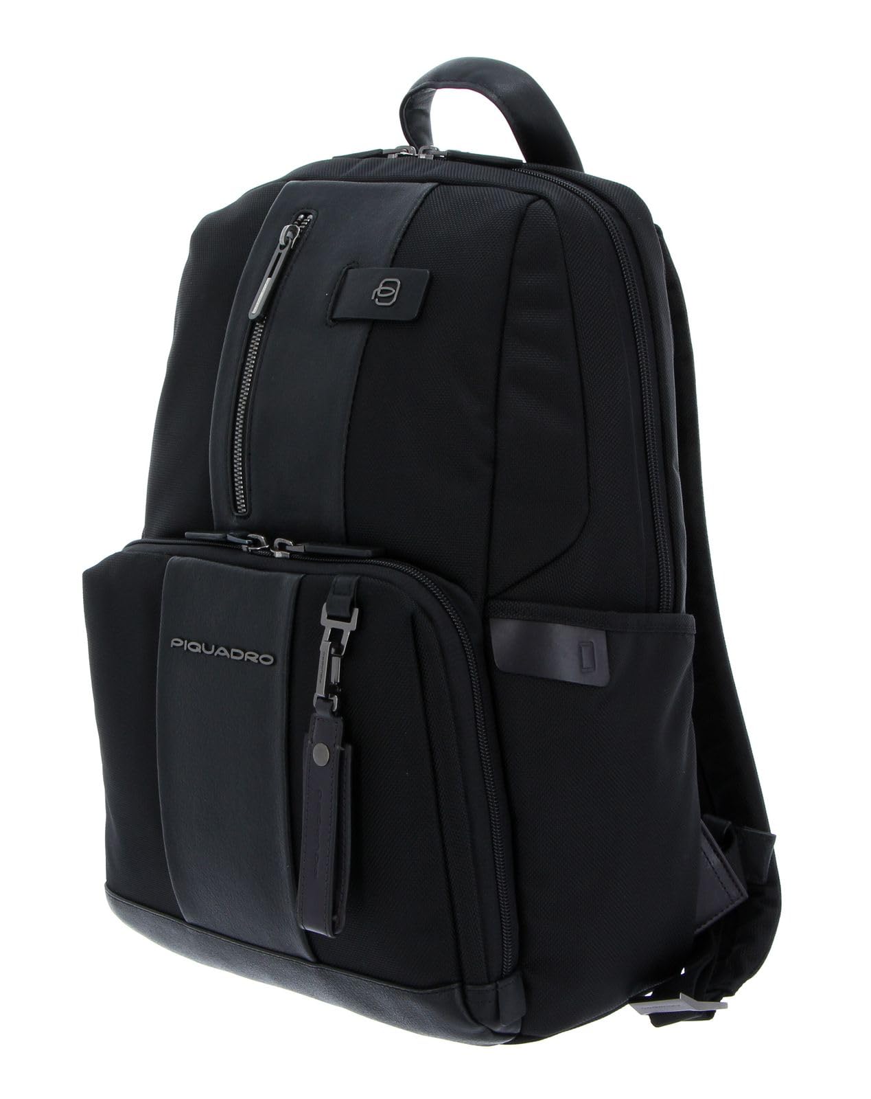 PIQUADRO Brief Zaino in pelle e tessuto porta PC 14" ad uno scompartoe schermatura RFID