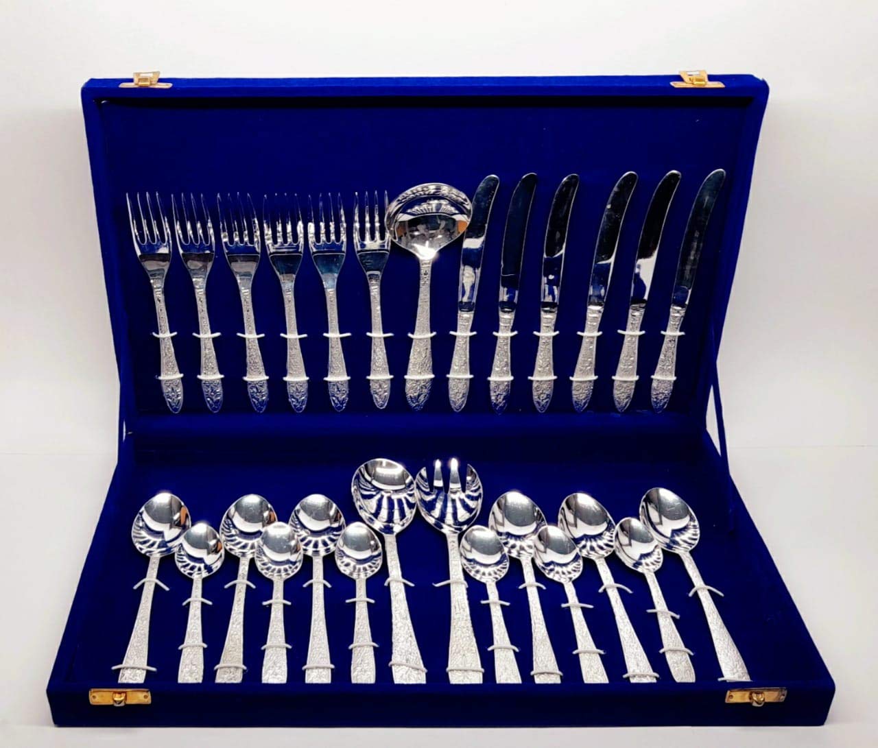 Ornate International Brass Silver Plated Cutlery Set of 27 pcs (6