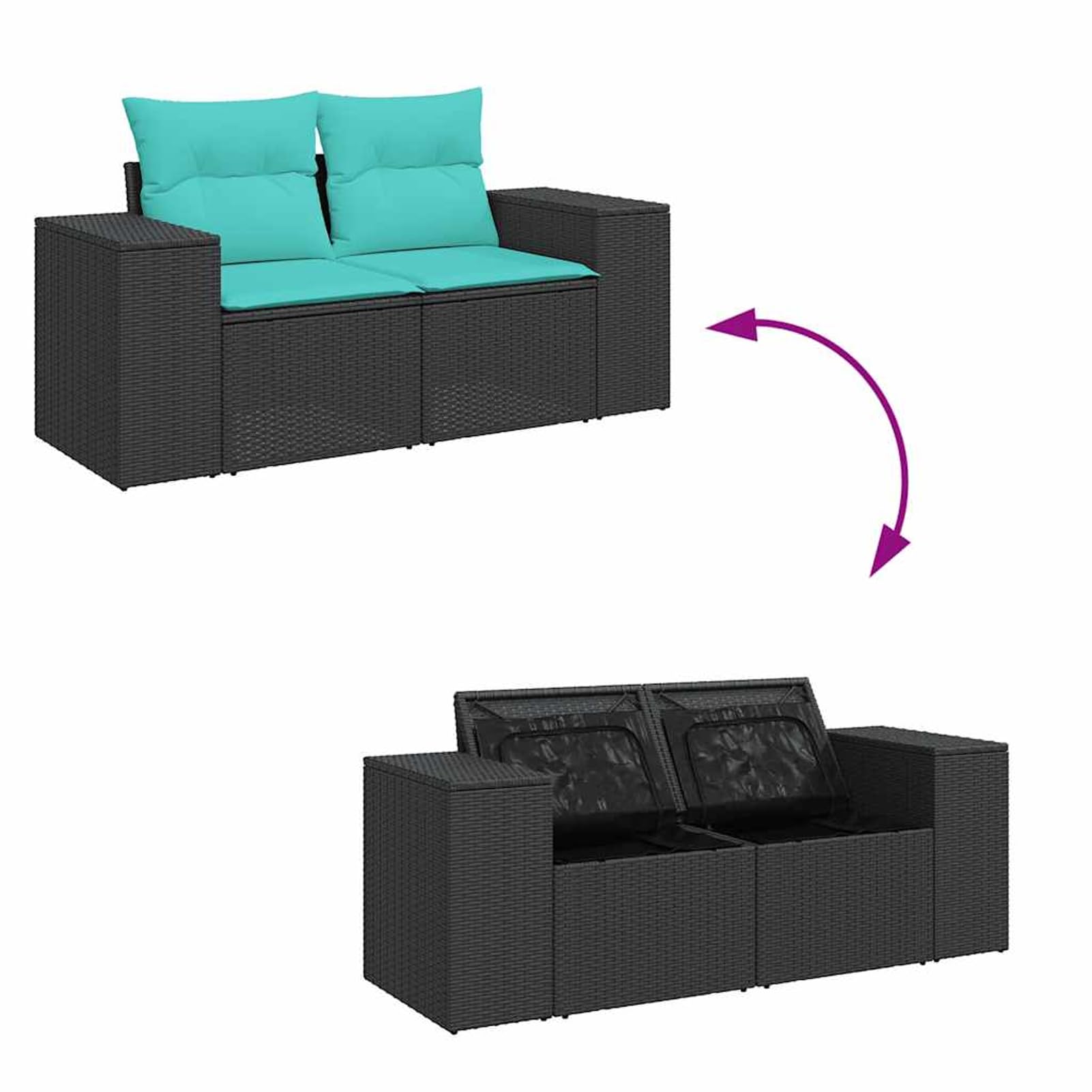 Tidyard Set Divano Giardino 6 pz con Cuscini, Materiale polyrattan Resistente, Spazio di conservazione con Custodia Impermeabile, Cuscini sfoderabili e Lavabili, per Arredamento da Esterno