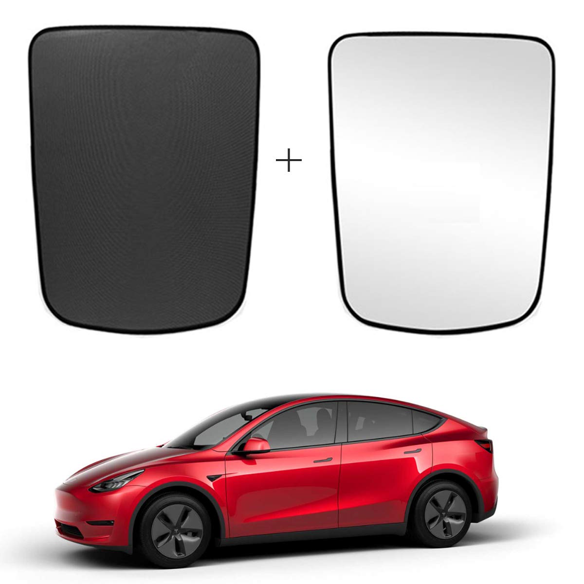 Jaronx Compatible with Tesla Model Y Glass Roof Sunshade, Overhead Roof Mesh Sun Shade + UV/Heat Insulation Film, Sunroof Shade UV Rays Protection Window Shade(for Model Y 2020 2021 2022)-DO NOT SAG