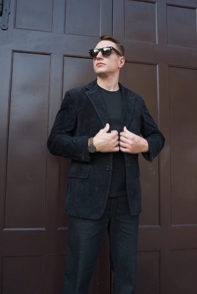 BGSD Men Grant 2-Button Lambskin Leather Blazer Sport Coat Jacket