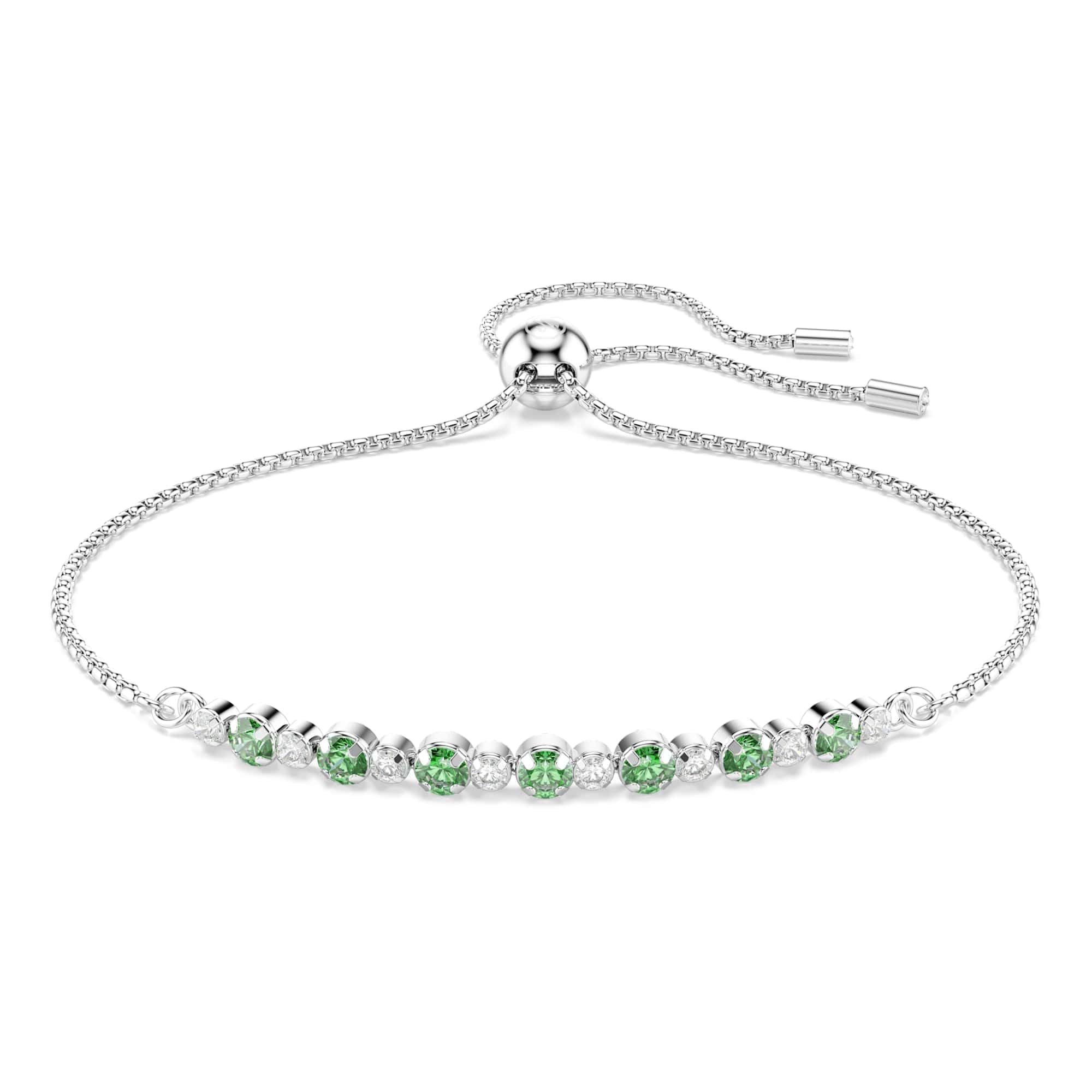 Swarovski Matrix Bracelet, Round Cut, Green, Rhodium Plated