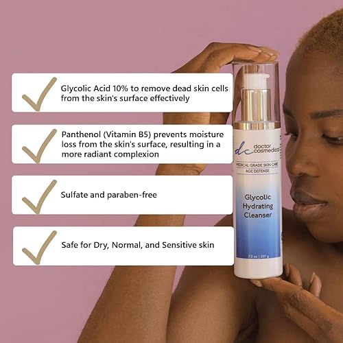 Miniatura 4 de Limpiador hidratante glicólico – Limpiador de ácido glicólico multiacción – Fórmula Pro Vitamina B5 – Elimina las células muertas de la piel con