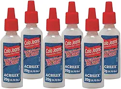 Cola Tecido Jeans Tecidos Grossos 20g Kit Com 6 Unidades | Ideal para Reparos e Customizações em Jeans e Tecidos Grossos