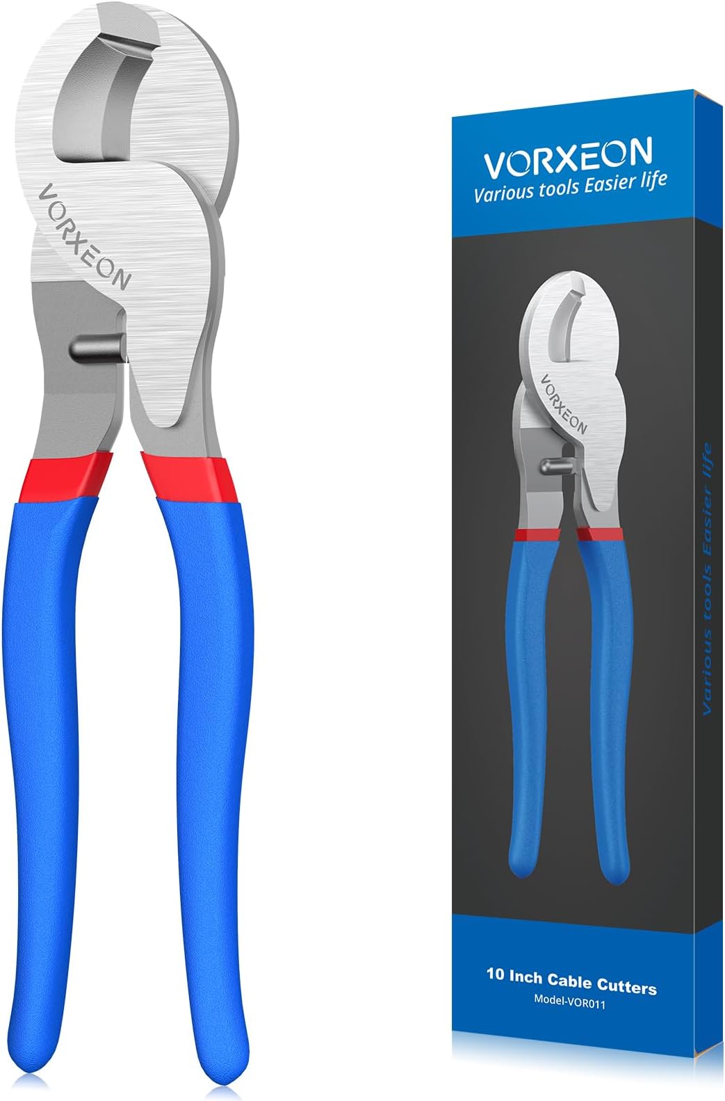 VORXEON Cable Cutters 10 Inch Heavy Duty High Leverage Cutter Tool Big Wire Cutters For Aluminum, Copper, Communications and Ethernet Cable