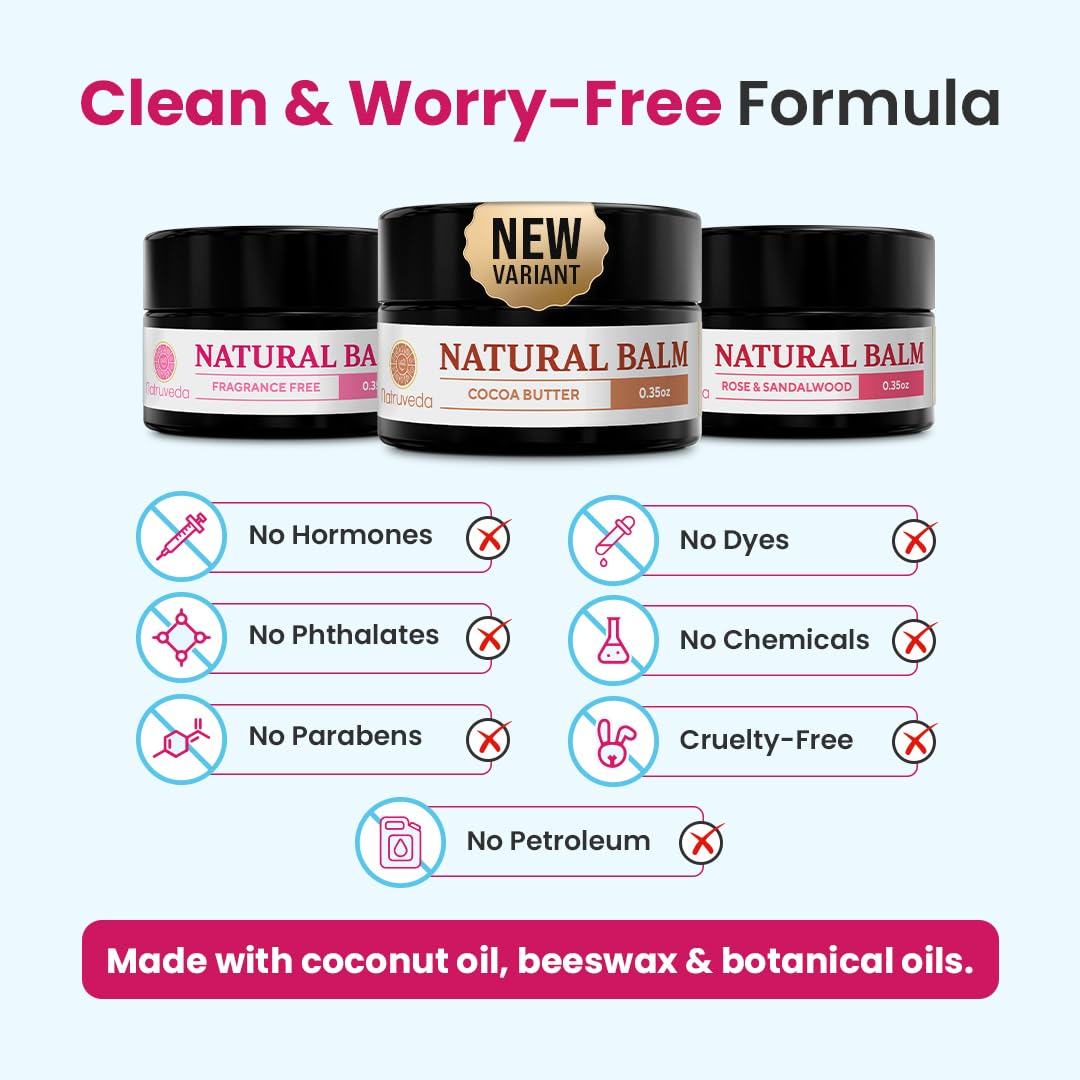 Natruveda Vulva Balm for Women – No added Fragrance, Vaginal Moisturizer Cream, Hormone-Free, Vulva Cream for Dryness and Itching, Feminine Balm, Wet Hydration (3 oz, Cocoa Butter) 3