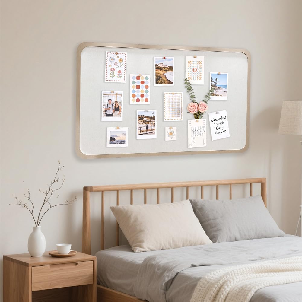 Tablero de corcho autoadhesivo grande 40x60cm con 50 chinchetas, panel decorativo pared fieltro pizarra de corcho para decoracion hogar oficina escuela