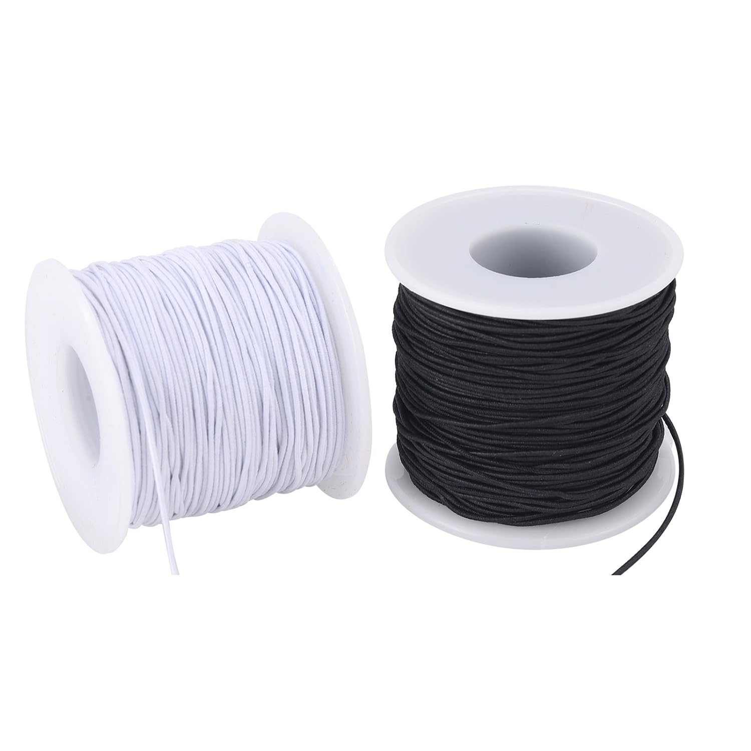 Stretchy String for Bracelets, 2 Rolls 0.8mm,1 mm,1.2mm,1.5mm,330 Feet Sturdy Elastic String Cord for Jewelry Making, Necklaces, Beading and Crafts (White Black (0.8mm))