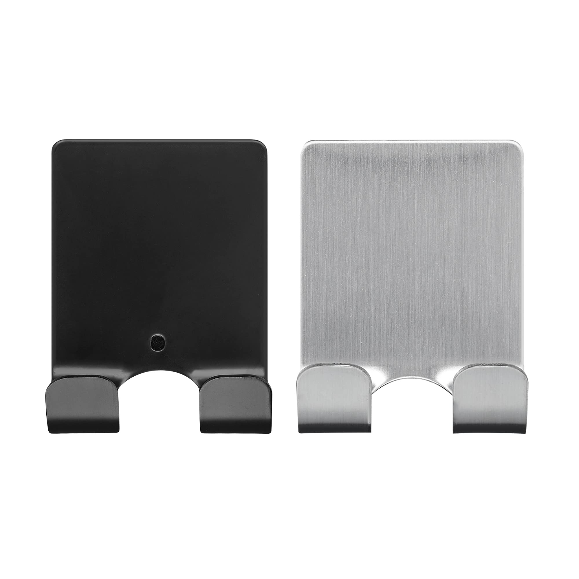 kwmobile 2X Gancio Adesivo Portarasoio in Metallo - Appendi Rasoio da Barba e Lametta Peli Gambe - Supporto Universale 45x61mm - Porta Lamette Autoadesivo Acciaio Inox