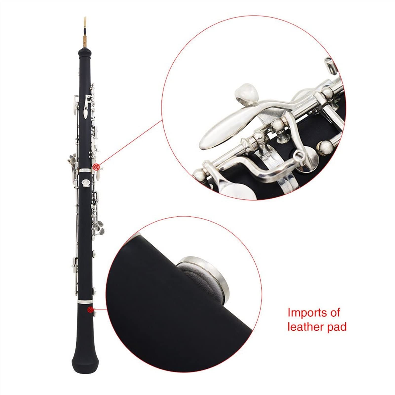 Strumento Oboe Professionale Oboe C Key Semi-Automatico Stile Bakelite Oboe Silver Plated Key Woodwind Strumento con Guanti da Custodia in Pelle Principiante di Oboe