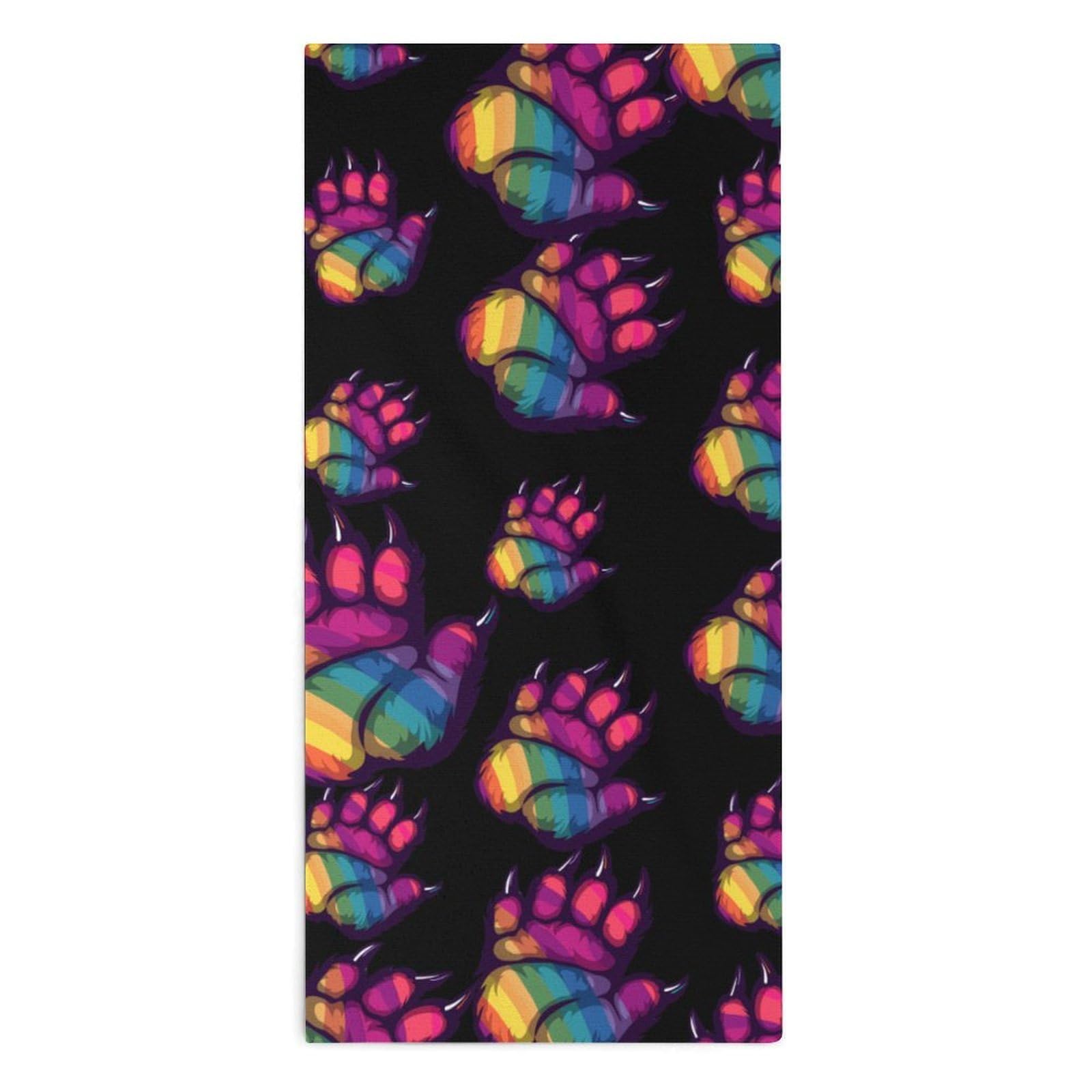 TXFBTRFSA LGBT Gay Rainbow Bear Paw Hand Towels for Adult Face Towel Bath Beach Swim Accessories
