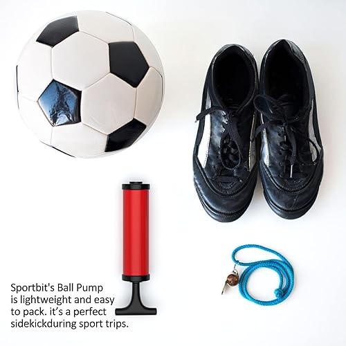 Miniatura 7 de Motorenbau Bomba de bola, bomba de pelota deportiva con 5 agujas, boquilla, manguera de extensión, sistema de inflado de empuje y tirón, perfecta