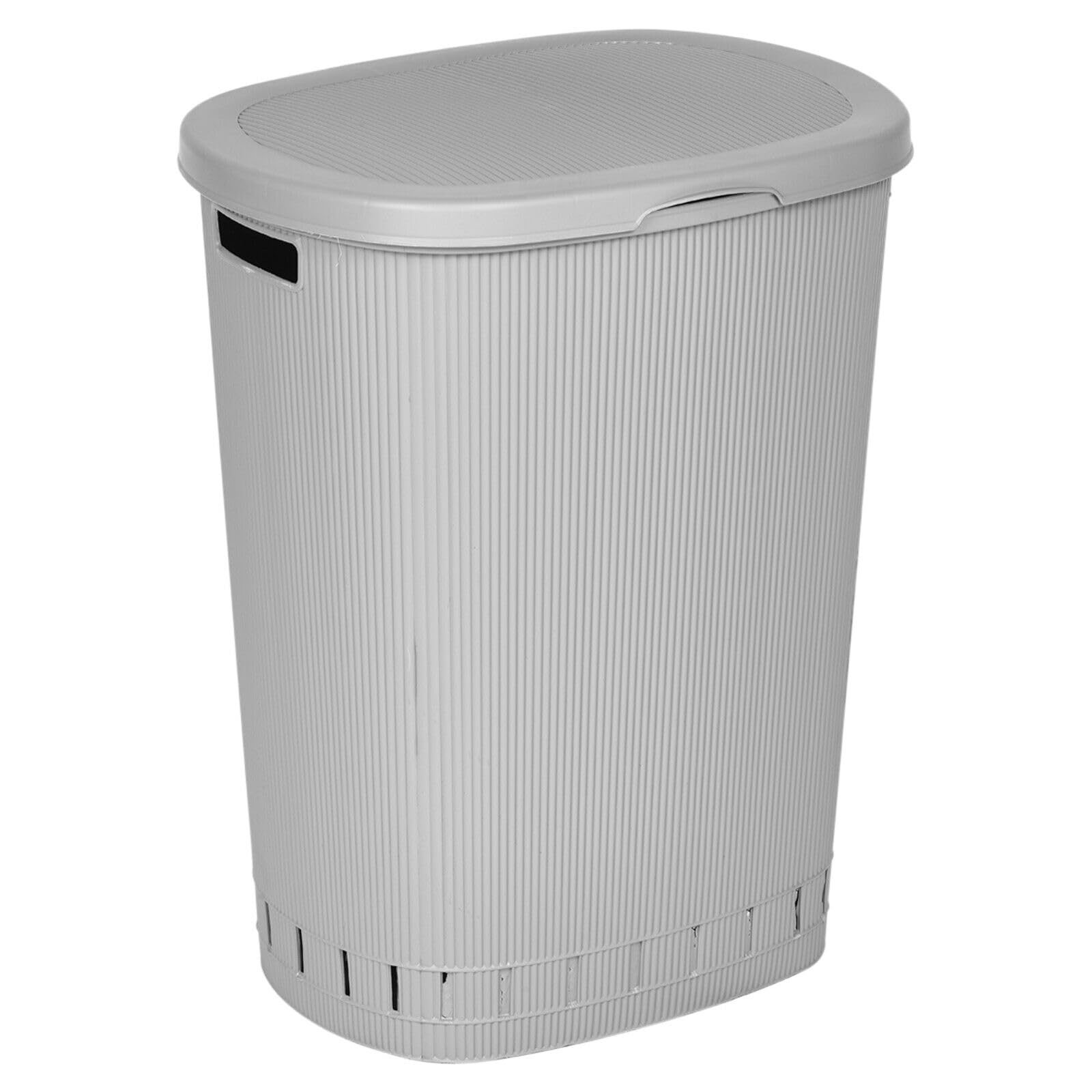 Urbn-Living Urbnliving Height 56Cm Grey Laundry Basket Dirty Washing Clothes Linen Bin Basket With Line Design & Lid from B&Q