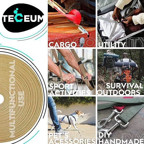 Image of TECEUM 3 /4 inch & 5 /8 inch & 1 inch & 1.5 inch & 2 inch Webbing - 10 25 50 Yards - 40+ Colors - Heavy Duty 1 Inch 1.5 Inch 2 Inch Backpack Straps - Webbing for Outdoors Indoors Crafting DIY