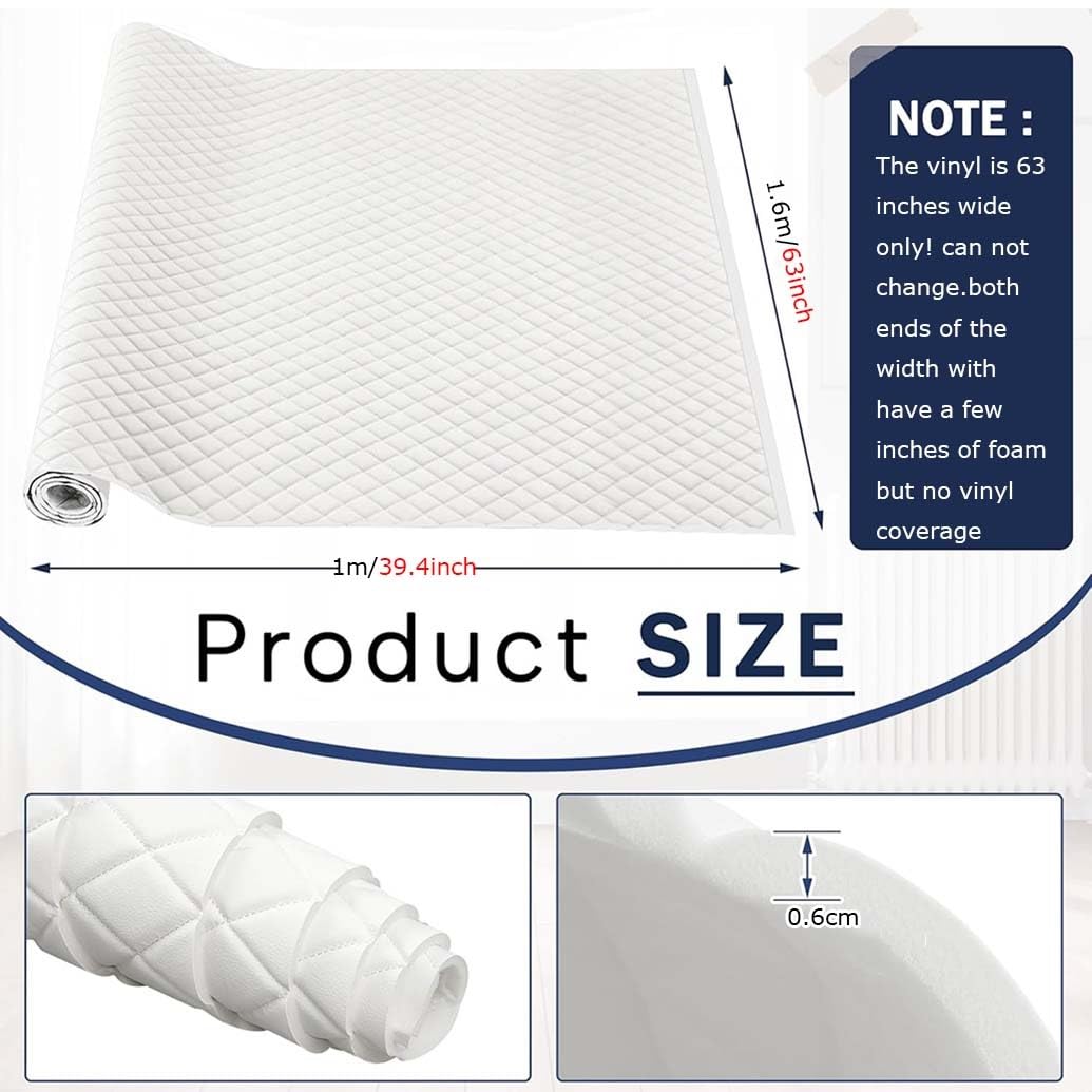 Tessuto In Ecopelle/Finta Pelle Per Rivestimento E Arredamento – 160 X 100cm – Pelle Sintetica Morbida Per Arredo, Divani, Sedie, Casa, Accessori(White,1.6X5m)