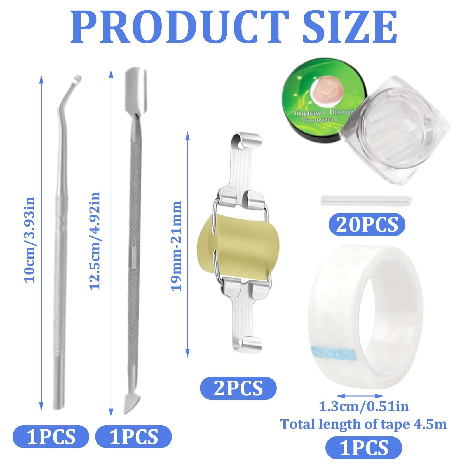 25 Piezas Set Correctores Para Uñas Encarnadas Corrector Uñas Encarnadas Fácil Aplicación Para Uso Doméstico Sujeción Segura Alivio Del Dolor (Longitud De La Uña Del Pie De 19 Mm a 21 Mm)