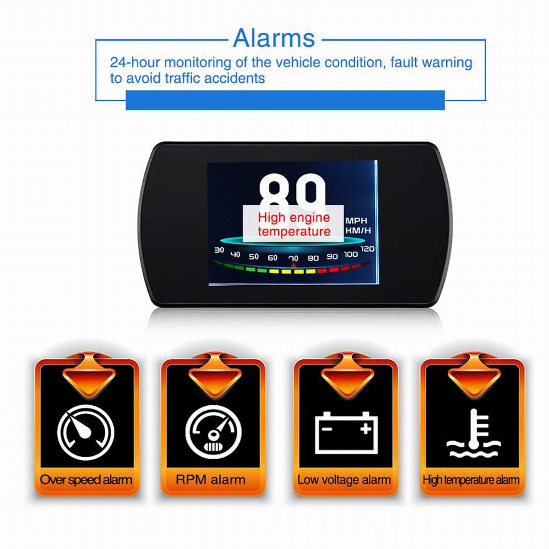 P12 TFT LCD Display HUD Head Up Display OBD2 Auto Head Up Sistema di Allarme Velocita' del proiettore Strumento diagnostico Parabrezza Display