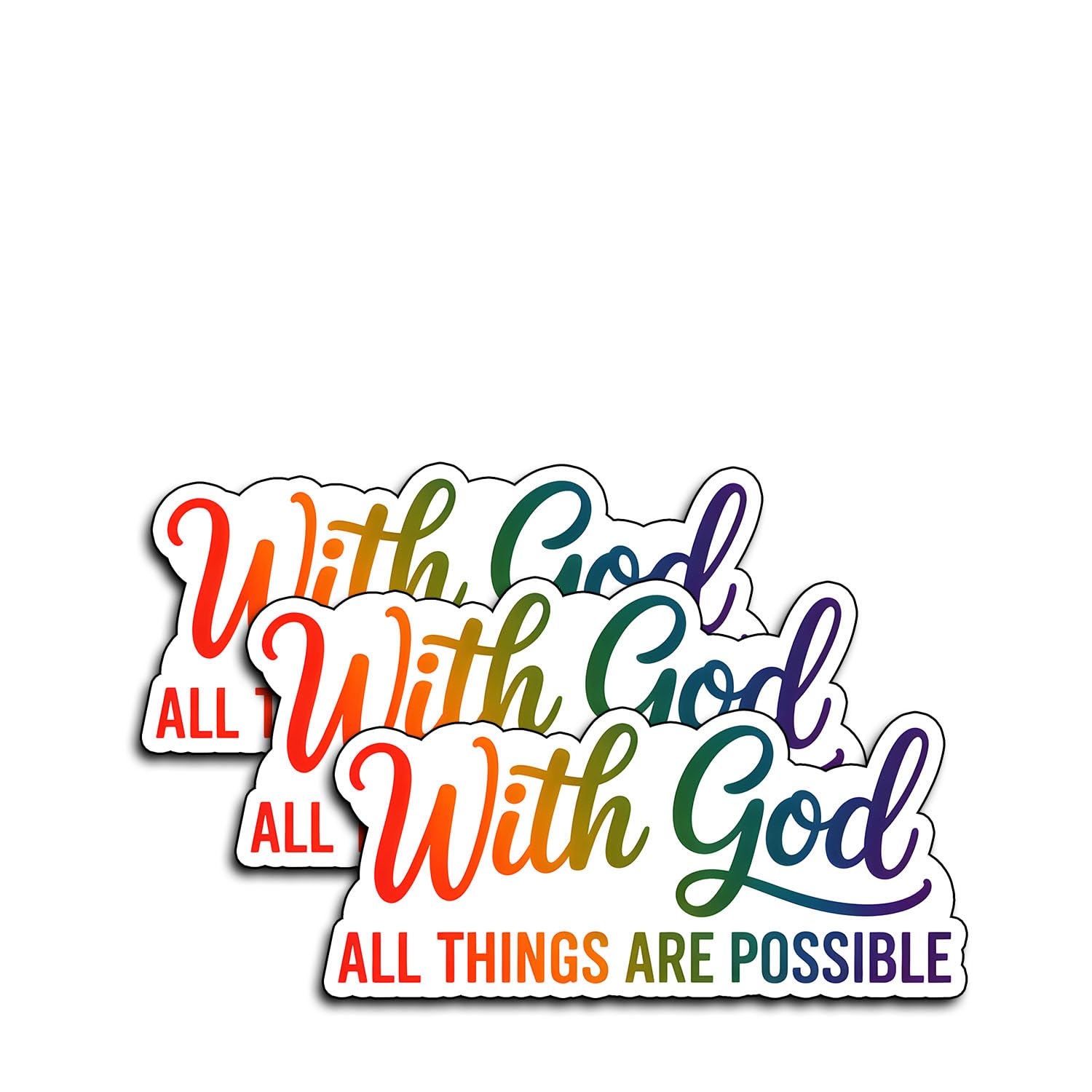 Photo 1 of (3Pcs) with God All Things are Possible Stickers Jesus Bible Verse Chrisian Vinyl Decal Sticker for Water Bottle Laptops Phone Case Car Kindles Hard Hat - 3x1.5