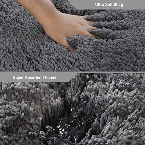 Seavish Round Shag Rug, 3.3Ft Circle Rug Grey Fluffy Rug Washable Non Slip Fuzzy Gray Shaggy Area Rug Thick Comfy Soft Indoor Kids Rug For Nursery Girls Bedroom Bathroom Living Room Laundry Room #TOP2