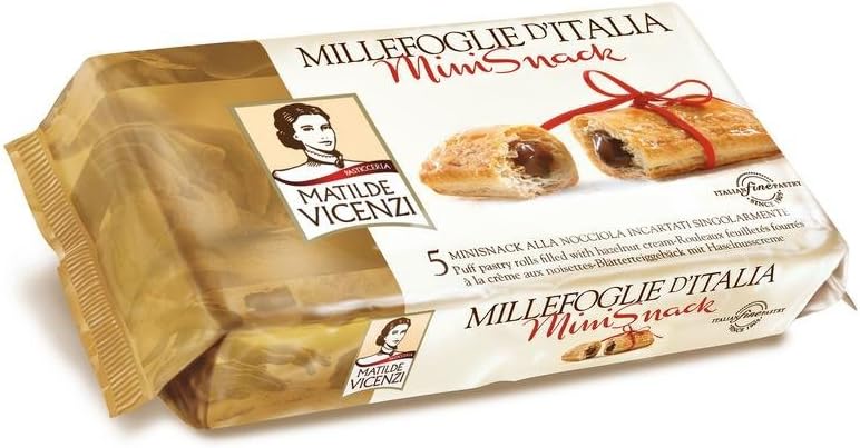 Matilde Vicenzi - Mini Snack, with Hazelnut Cream, Rich in Cream, with Crispy Puff Pastry, 125g