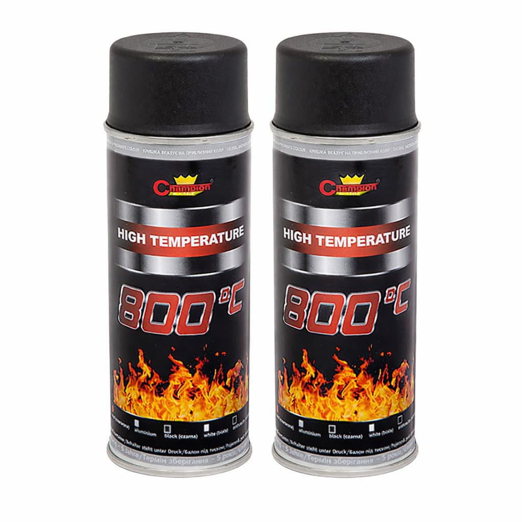 SolaDirect 2 X 400 Ml Black Ral 9011 Heat-Resistant Enamel Paint Silicone-Based Up To 800 CHigh Temperature Metal Coating from B&Q