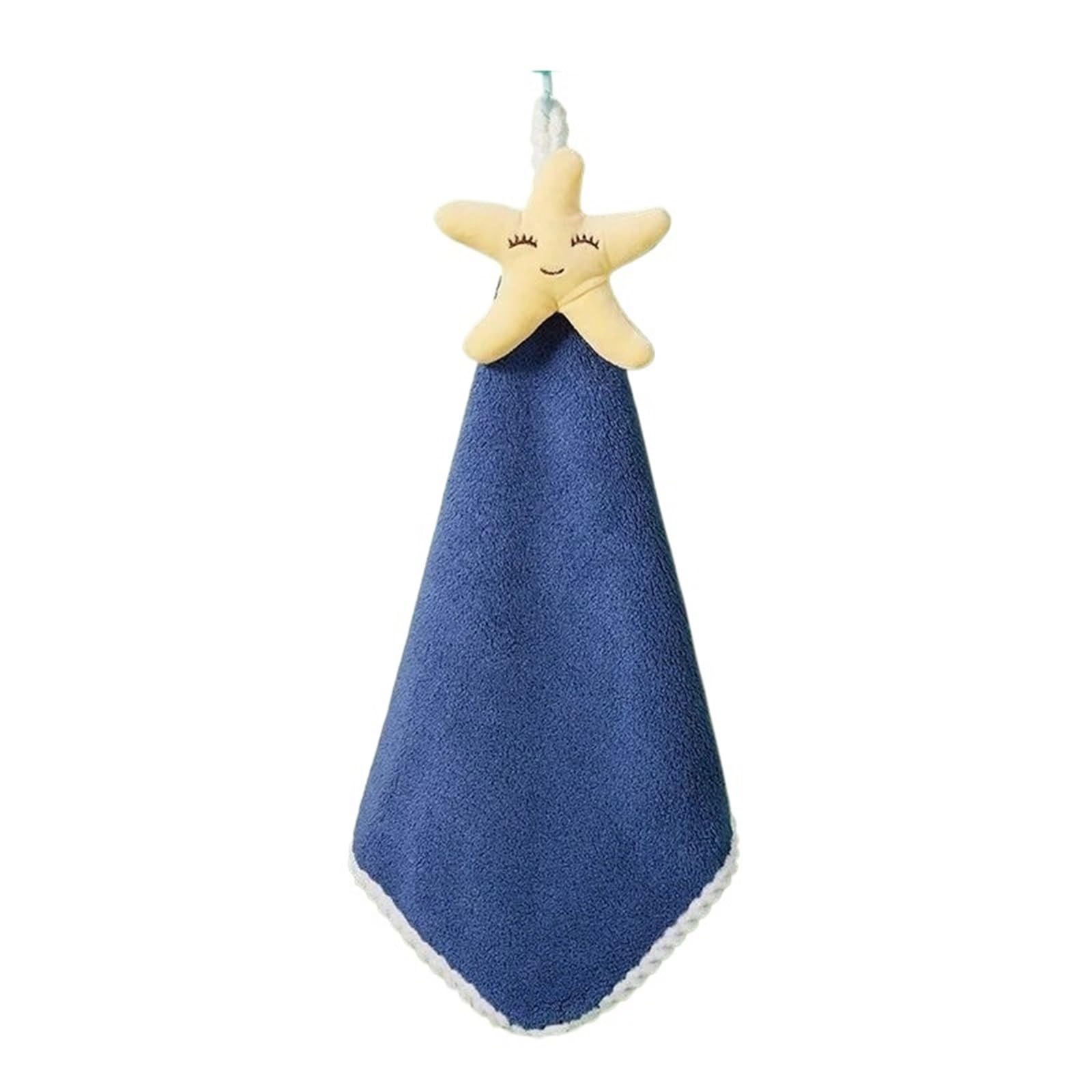 WSQHAO 4Pcs Hand Towel Handkerchief Absorbent Kitchen With Hanging Loop for Hand(Dark blue)