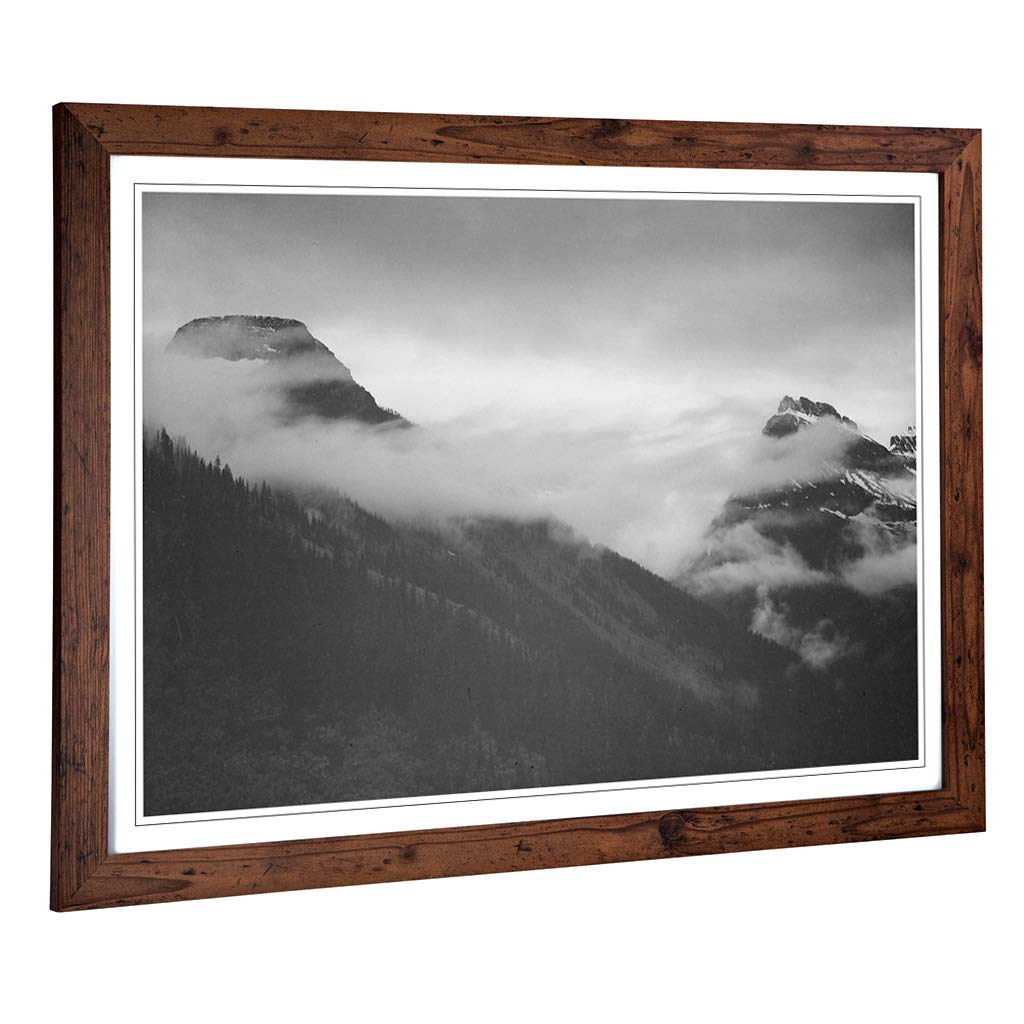 Big Box Art Framed Print of Ansel Adams Glacier National Park Montana 4 Design | Wall Art Picture | Home Decor for Kitchen, Living Room, Bedroom, Hallway, Walnut, A2 / 24.5x18 Inch / 62x45cm
