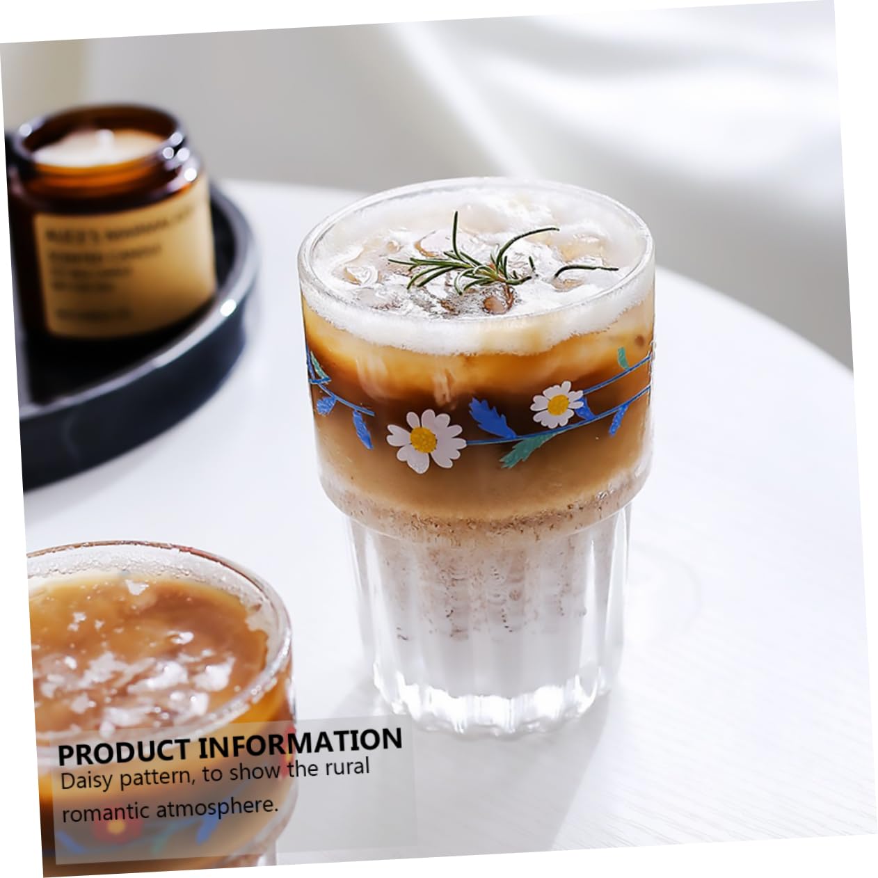 ABOOFAN Vasos para Bebidas de Cristal 350ml 4 Piezas Blanco | Estilo Pastoral Retro, Forma de Taza Compacta, para Leche y Zumo, Uso Múltiple