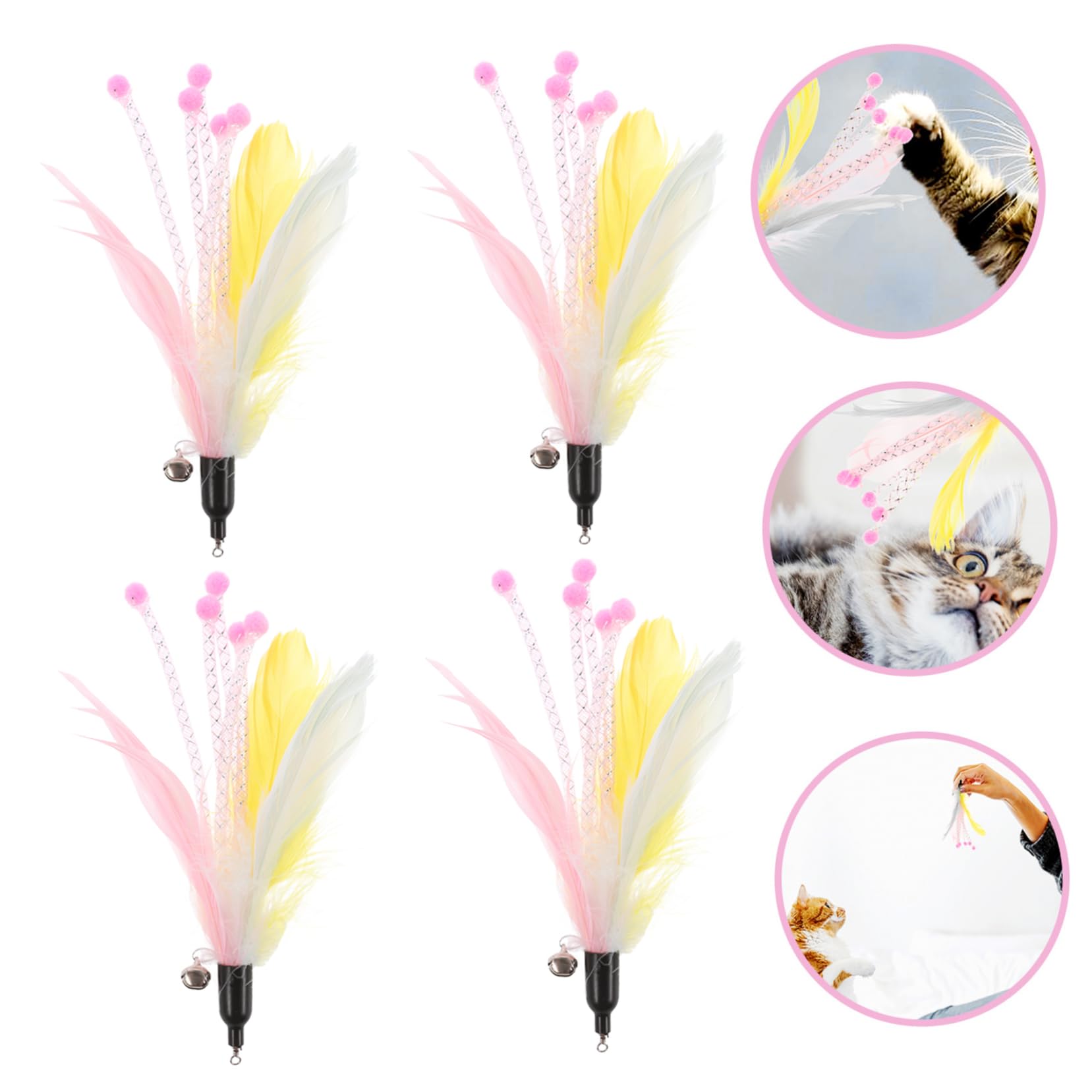 Happyyami 40pezzi Giocattoli Interattivi Per Gatti Con Piume Sostituibili Di Ricambi Per Cannette Da Gioco Sicuri e Resistenti Per Gioco e Interazione Con Tuo Felino