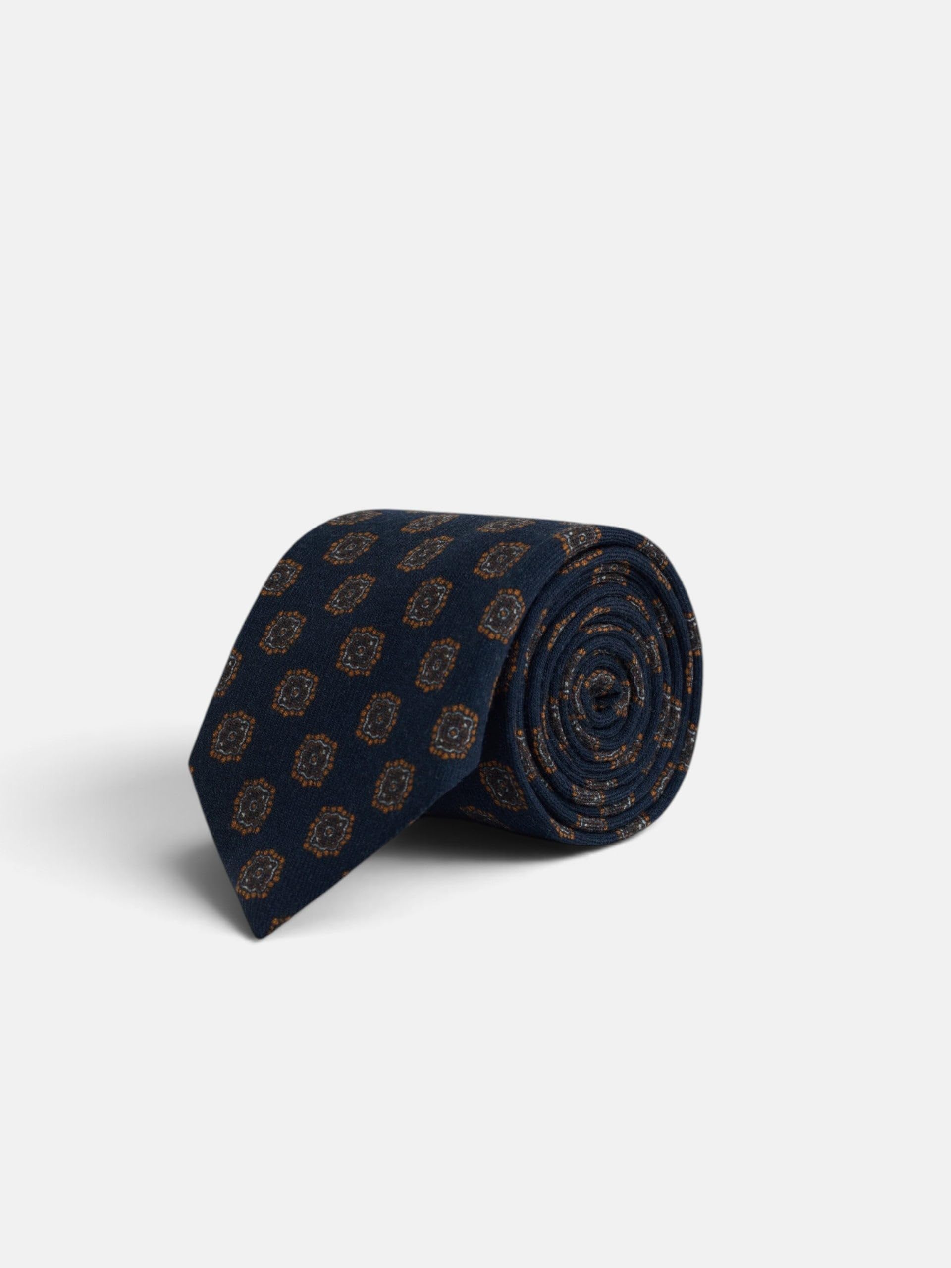 SILBON Corbata Estampado Medallón Azul Marino para Hombre