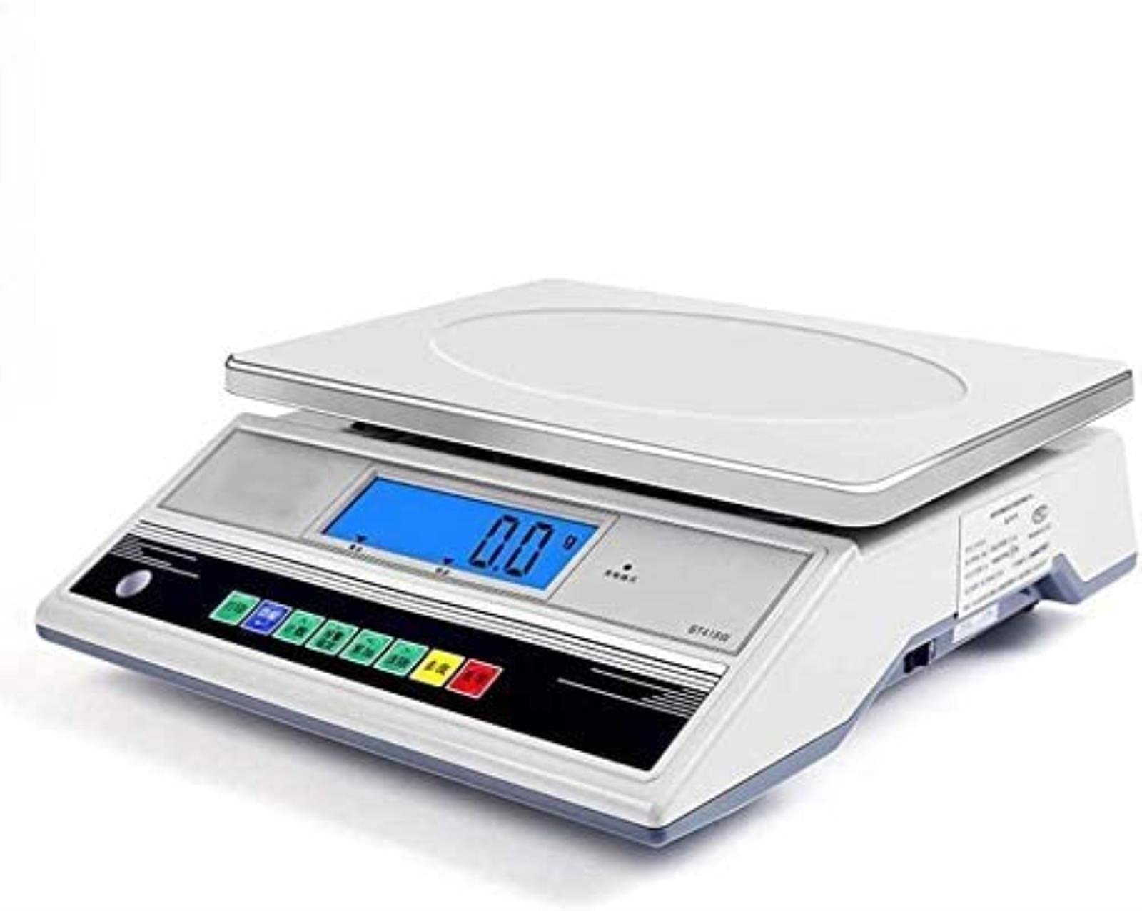 Elektronische Waage, hohe Präzision, 0,1 g, Edelstahl, digitale lndustrische Wiegeplattform mit LCD-Display für Drogen, Lebensmittel, Kaffee, Weiß (20 kg/0,1 g)