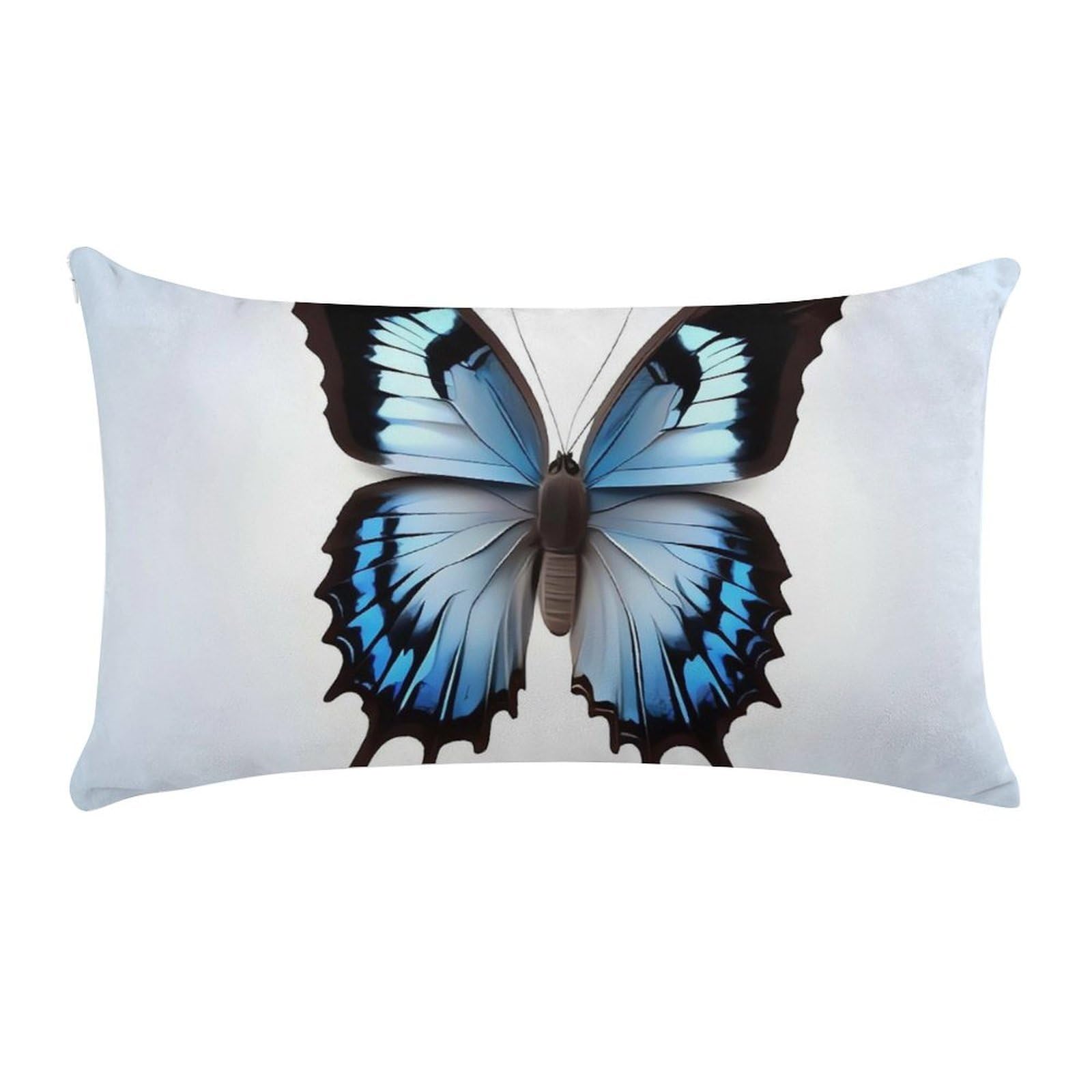 Blue Butterfly Pillow Cases for Sofa, Super Soft Plush Pillow Cover with Zipper, Luxury Cozy Pillow Shams for All Seasons, Lightweight Pillowcases for Bedroom, 12" X 20"