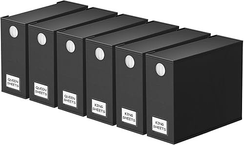 SpaceAid Paquete de 6 organizadores y almacenamiento de sábanas, organizador de sábanas plegable con ventana para armario de lino, juego de carpetas