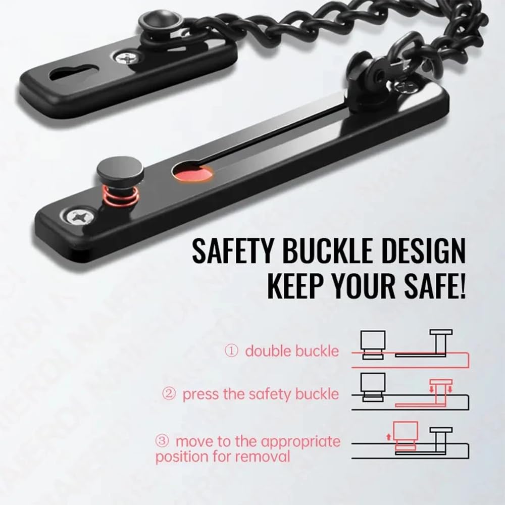 Crozgan Safety Door Chain Heavy Duty Latch,Stainless Steel Door Chain Locks with Safety Spring,Safety Chain Internal Door Locks for Home Apartment - Image 3