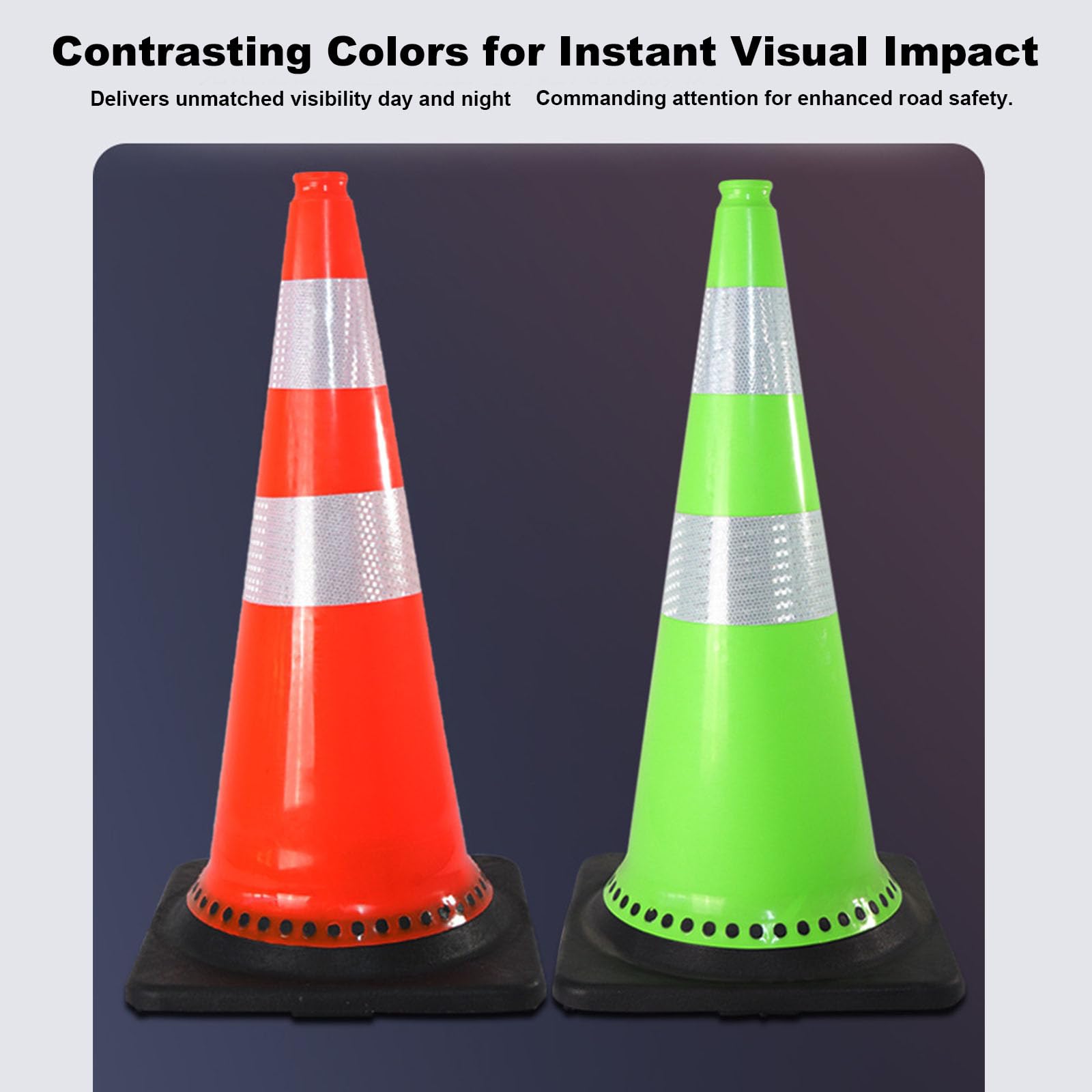 Cono de Tráfico PVC Seguridad Vial Reflectante - Cono de Aislamiento Flexible con Base de Goma para Construcción y Aparcamientos(Size:70cm,Color:A)