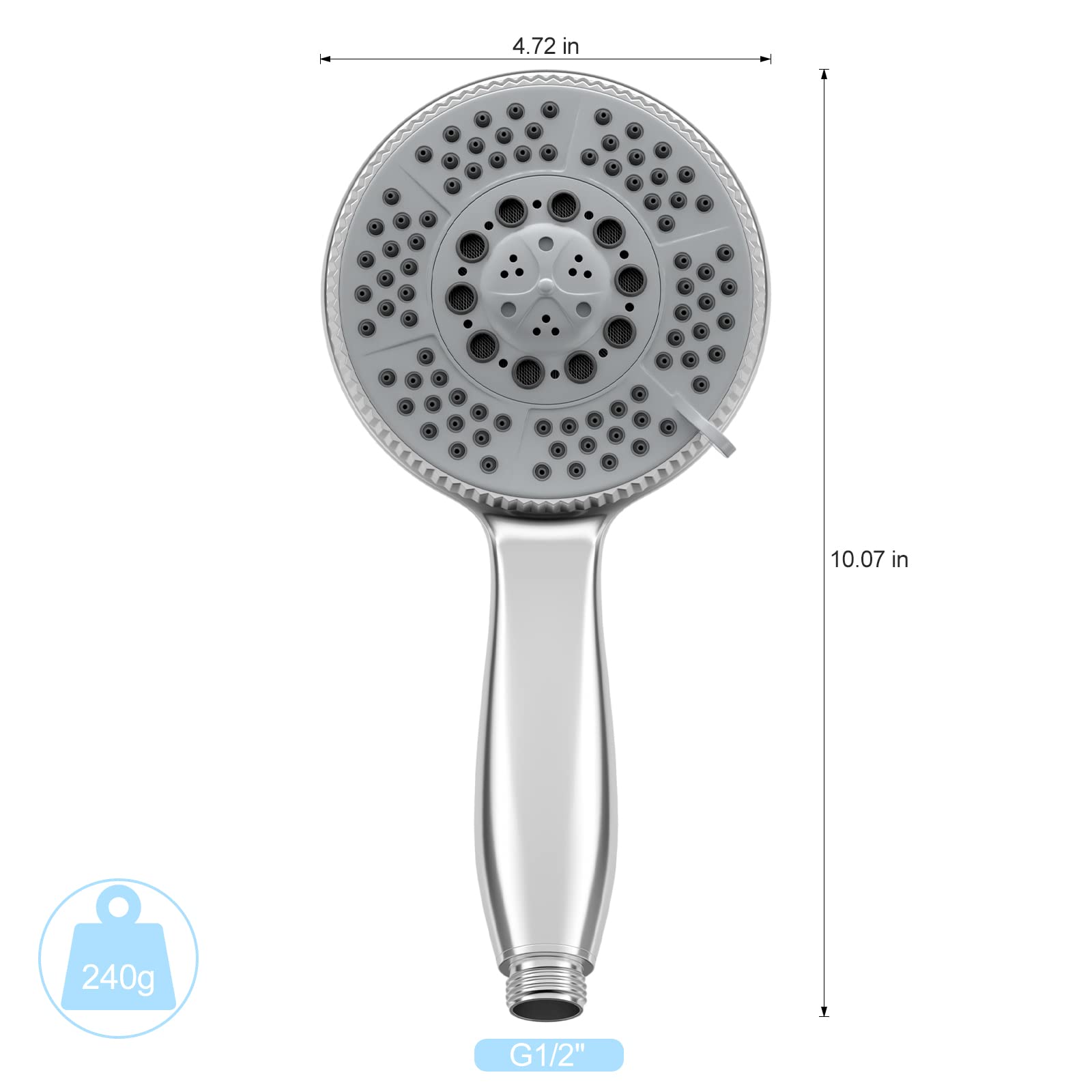 Vinabo doccino per doccia, Soffione Doccia, doccia soffione con 5 tipi di getto, Soffione Doccia Alta Pressione, Telefono Doccia in ABS Cromato,Doccetta Universale Facile da Installare
