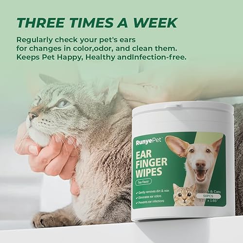 Miniatura 5 de Toallitas de limpieza de oídos para perros y gatos, toallitas suaves prehumedecidas para eliminar suavemente la cera y la suciedad, formulación a