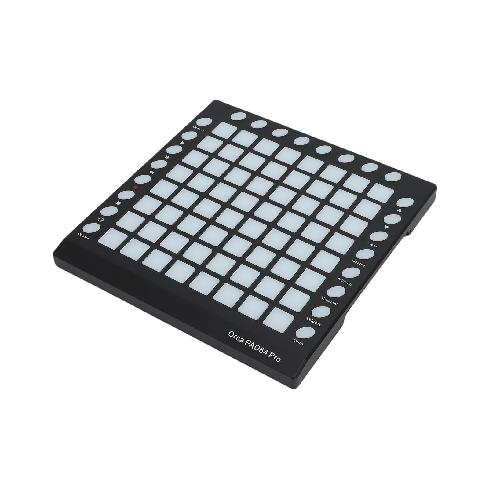 Bediffer Controlador MIDI DJ Pad con 64 Pads RGB 128GM Sonidos 8 Botones RGB 6 Controles de Transporte Editor Incorporado Pad MIDI Portátil para Fiesta Escenario Actuación en Vivo Plástico Negro 10"