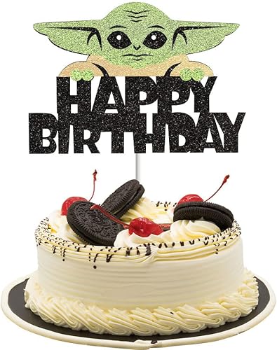 Miniatura 6 de Baby Yoda - Decoración para tartas de cumpleaños con flash de Yoda, decoración de fiesta temática espacial, guerra alienígena, ciencia ficción,