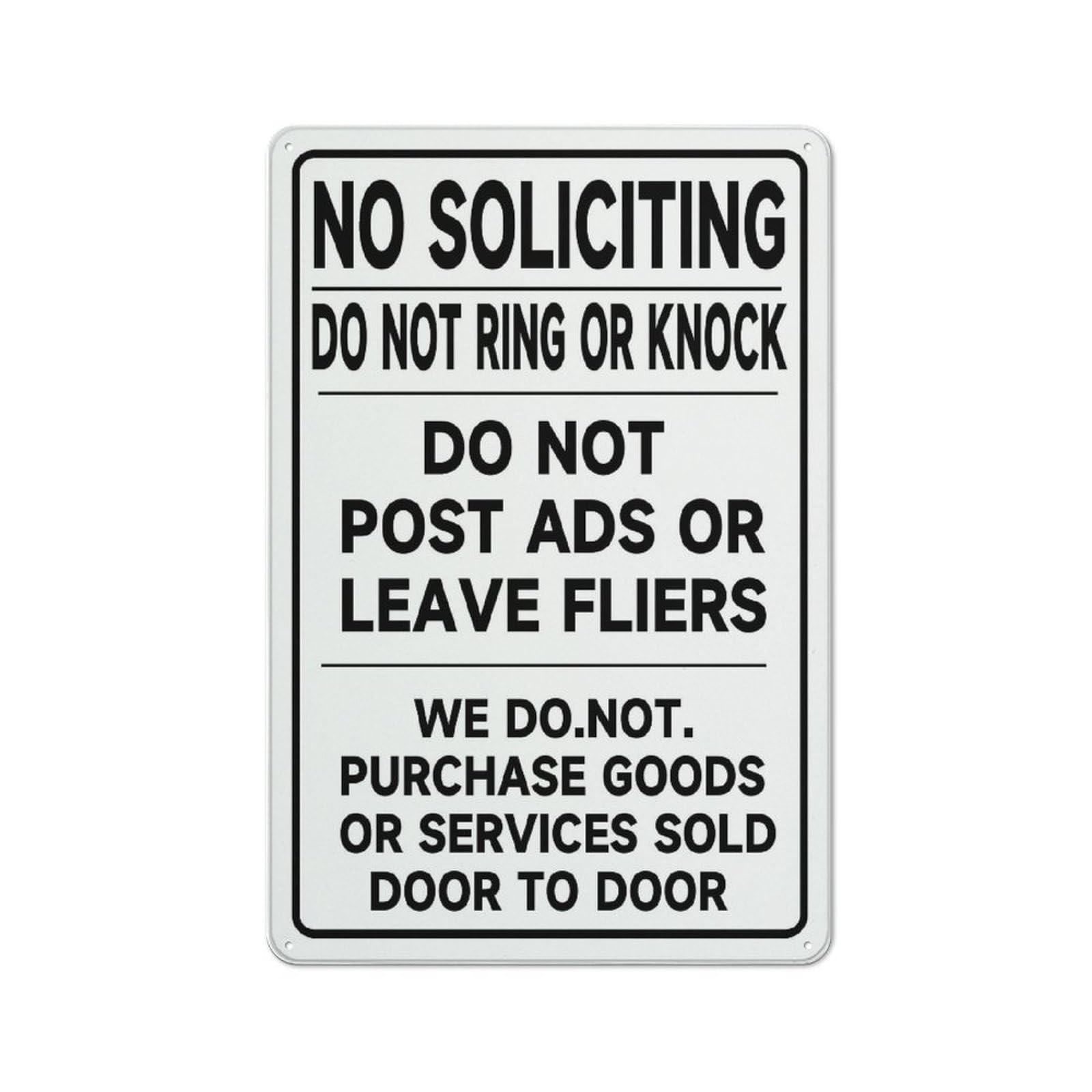 Metal Sign No Soliciting Do Not Knock Post Ads Leave Flyers Do Not 12""X8"" Aluminum Warning Signs For Property Business Yard House Office, Matel5