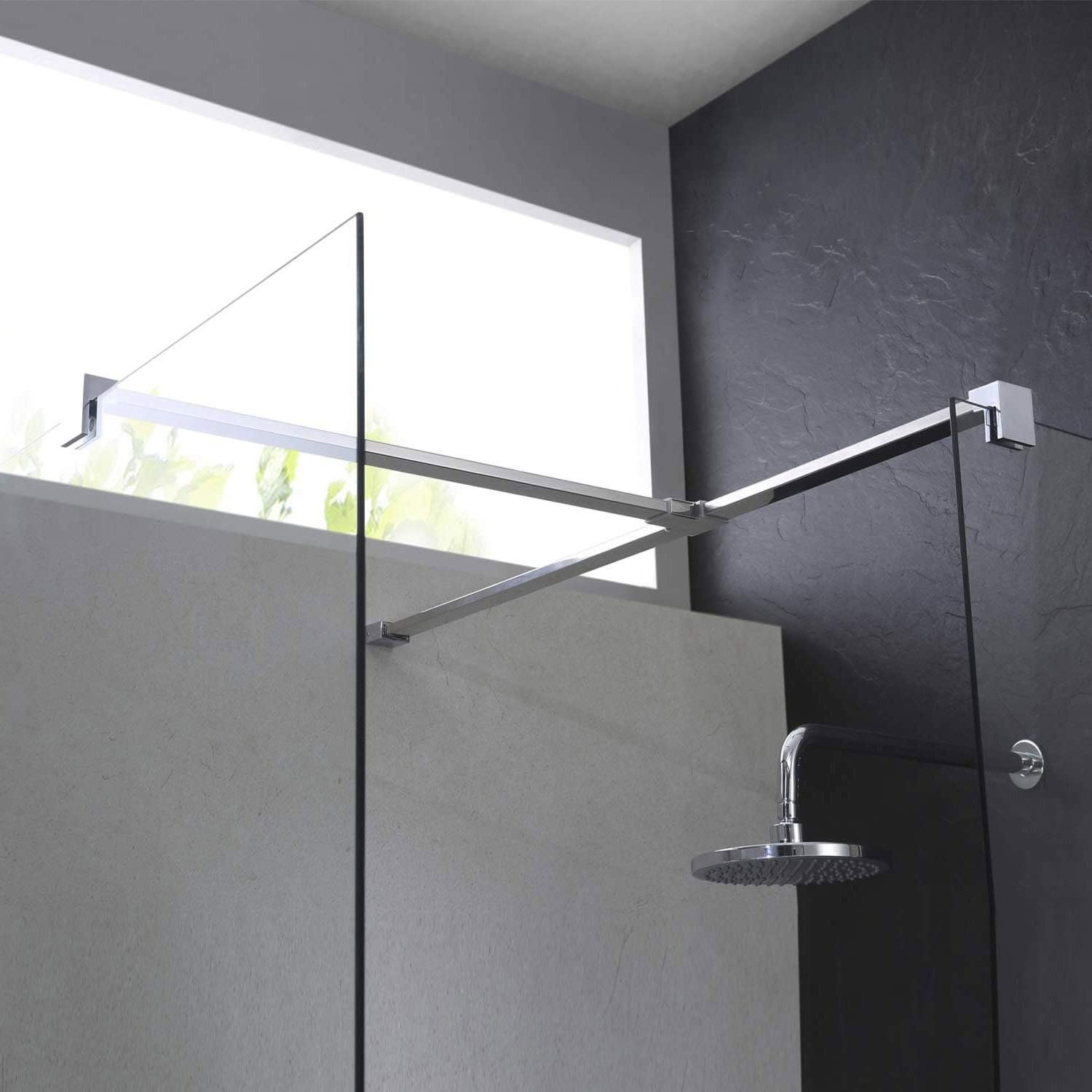Box doccia Parete 90x140 CM in vetro trasparente 8mm mod. Walk in Corner H198