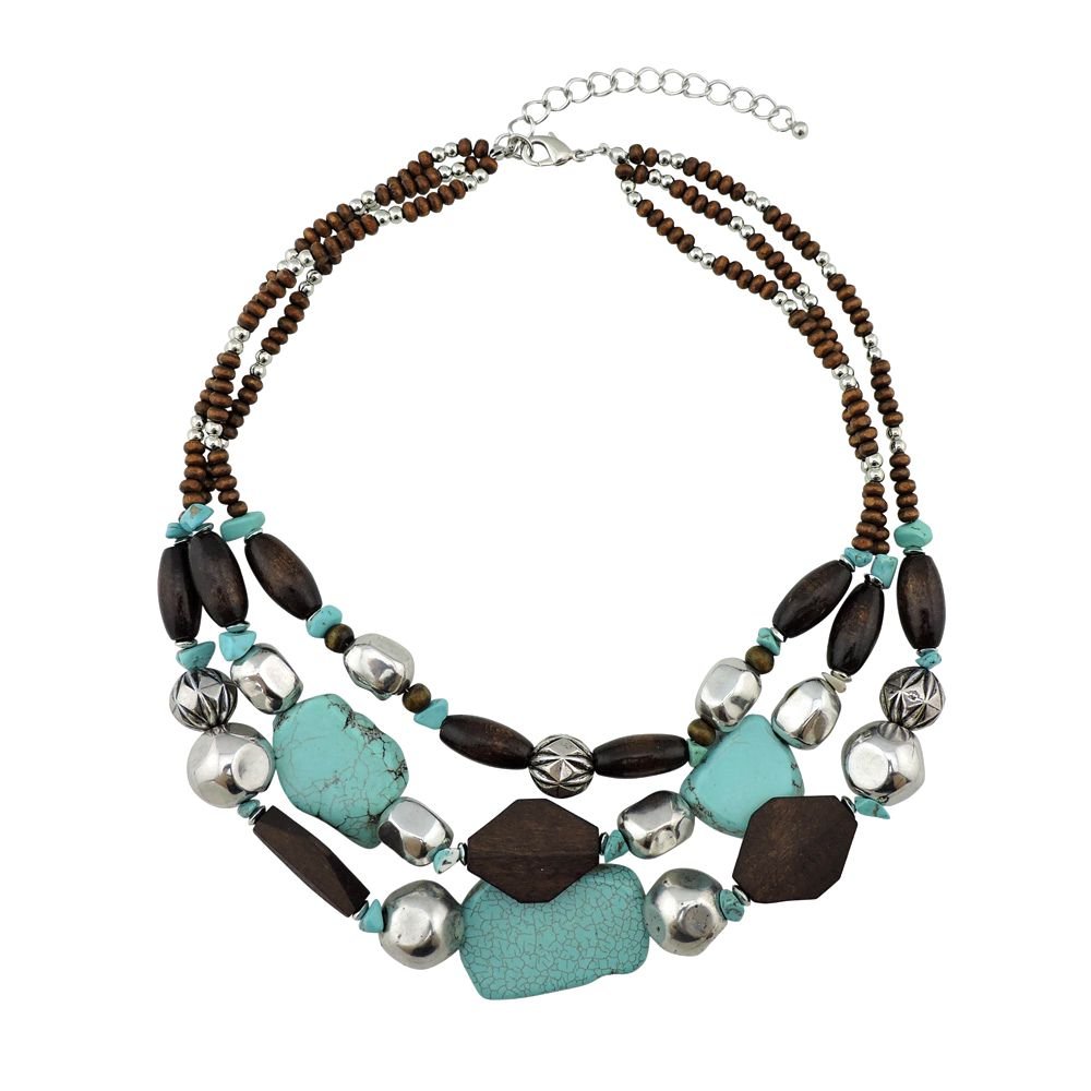 Bocar - Collana grossa con fili di turchese a strati personalizzati per regali da donna(NK-10124)